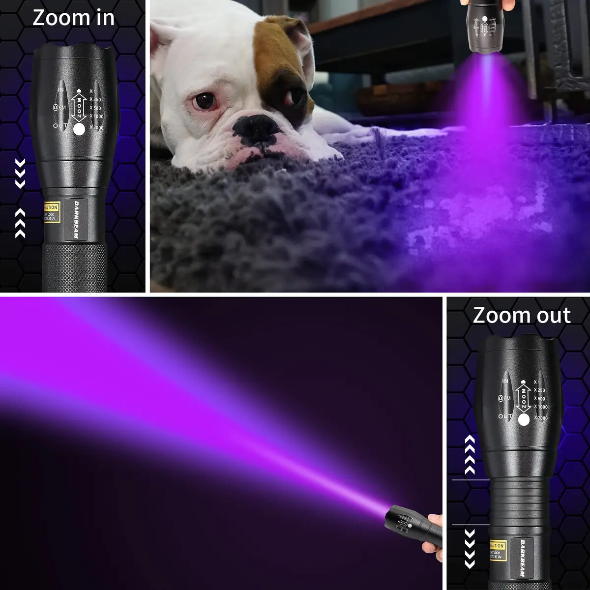 DARKBEAM UV 365nm & 395nm Dual Black Light Woods lamp Blacklight Flashlight | Detects Stains & Currency - view 6