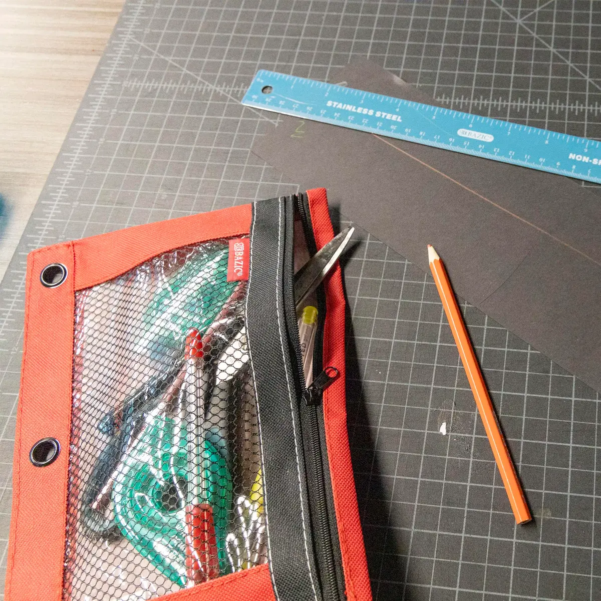 BAZIC PRODUCTS 3-Ring Pencil Pouch with Mesh Window | Durable Organizer for School & Office - view 6