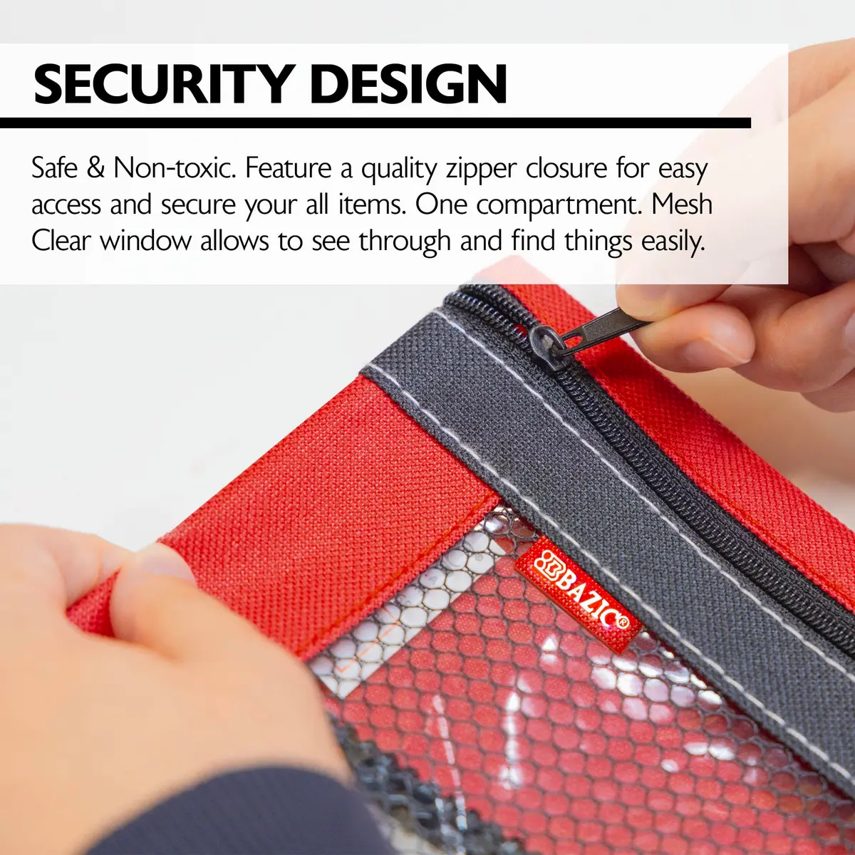 BAZIC PRODUCTS 3-Ring Pencil Pouch with Mesh Window | Durable Organizer for School & Office - view 4