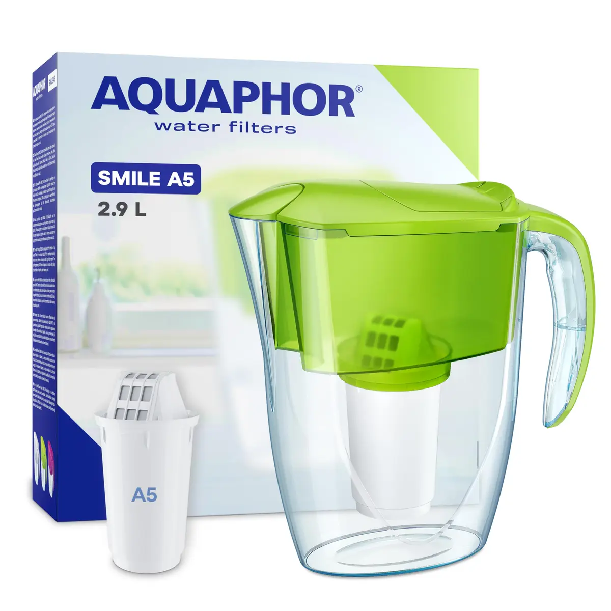 AQUAPHOR Smile Compact Fridge Water Filter Jug 2.9 L | Reduces Limescale & Heavy Metals - main product image