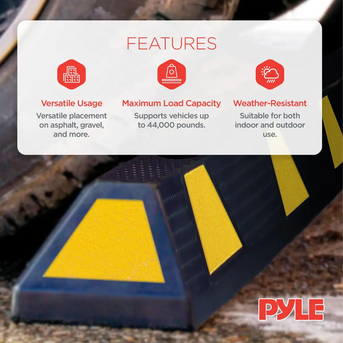Pyle Heavy Duty Rubber Parking Lot Stopper 72 Inch | Extra Wide Vehicle Wheel Stop for Garage & Driveway - view 2