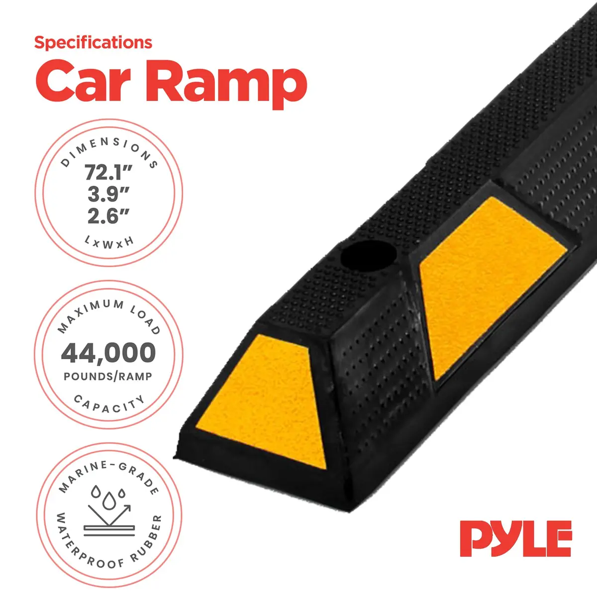 Pyle Heavy Duty Rubber Parking Lot Stopper 72 Inch | Extra Wide Vehicle Wheel Stop for Garage & Driveway - view 3
