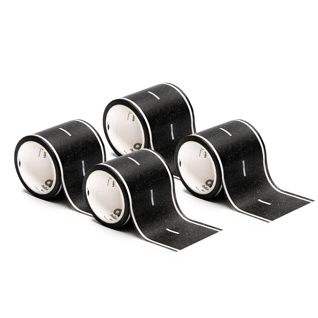 PlayTape Road Tape for Toy Cars - 4-Pack Asphalt Road (120 ft total) | Sticks to Flat Surfaces, No Residue - main product image