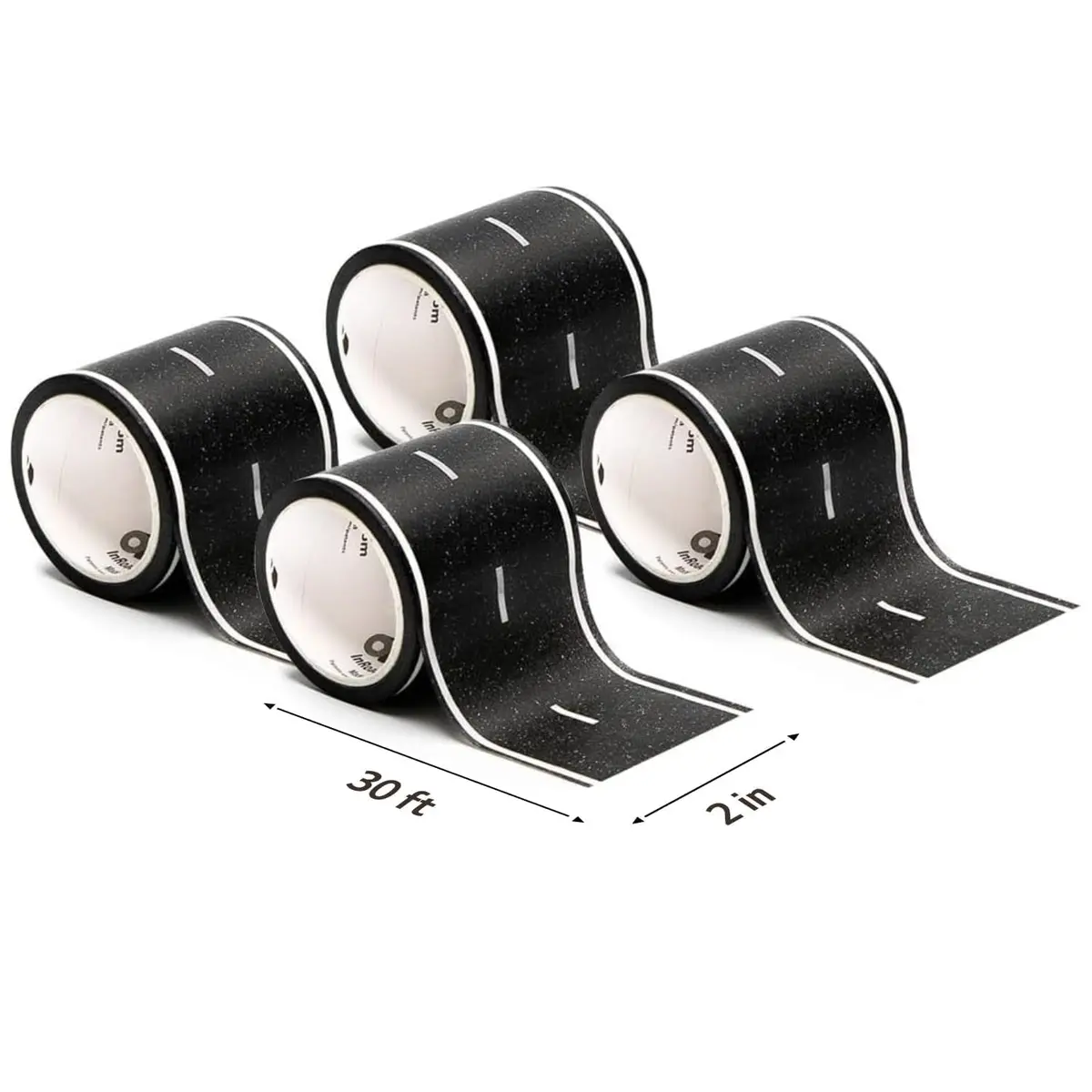 PlayTape Road Tape for Toy Cars - 4-Pack Asphalt Road (120 ft total) | Sticks to Flat Surfaces, No Residue - view 2