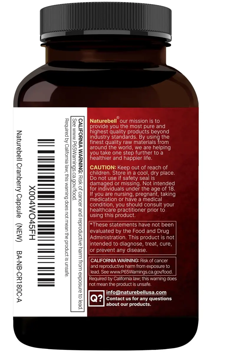 NatureBell Cranberry Concentrate with Acerola, 240 Vegetarian Capsules | Organic, Non-GMO, cGMP - view 8