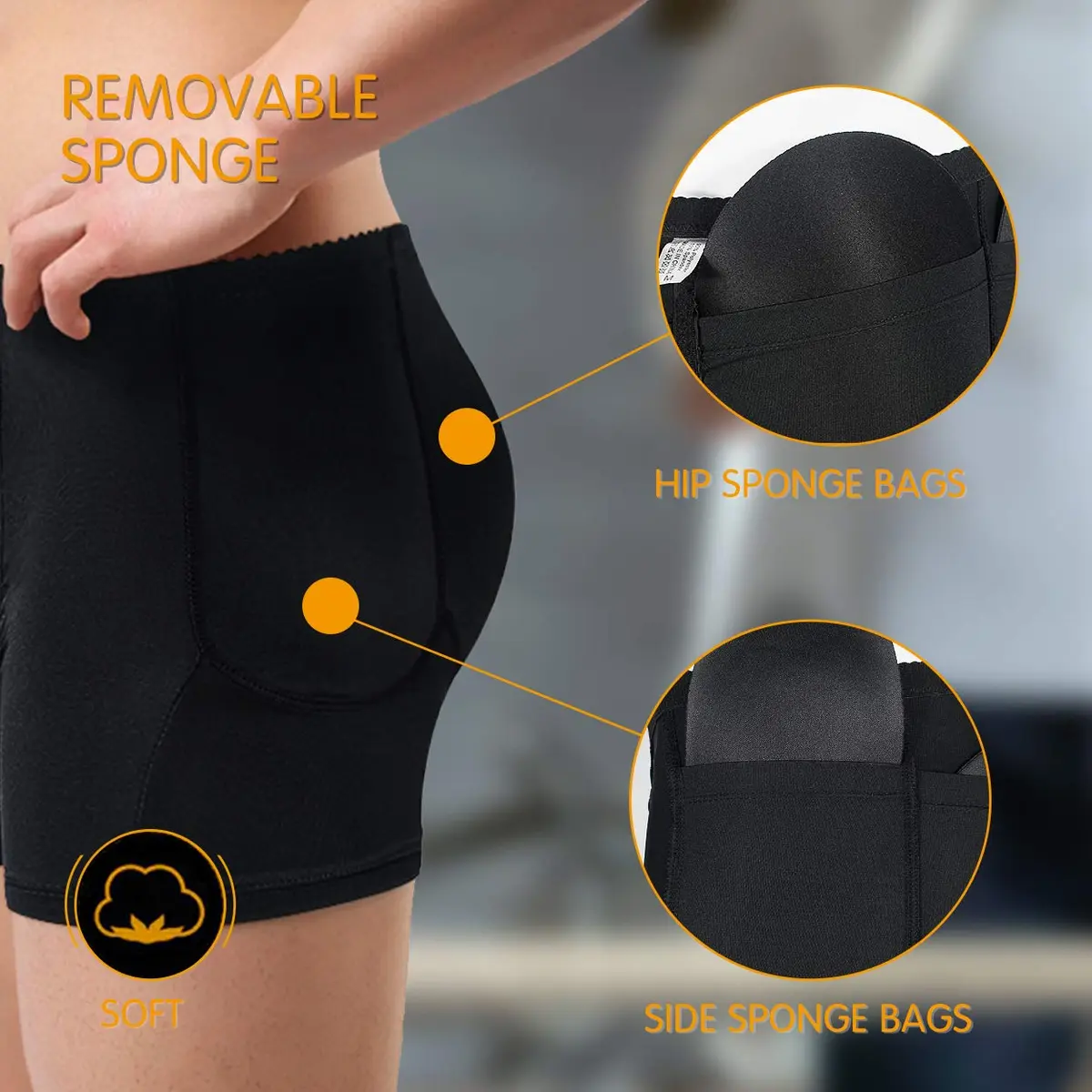 NonEcho Men Padded Underwear Briefs Boxers with Detachable Pads | Hip Enhancer & Butt Booster (70-120 chars) - view 4