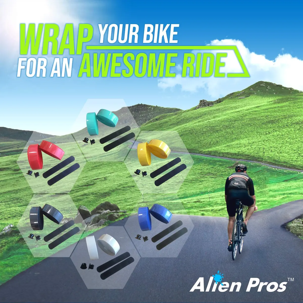 ALIEN PROS Yellow EVA Bike Handlebar Tape Set of 2 | Grips for Comfortable Rides - view 6