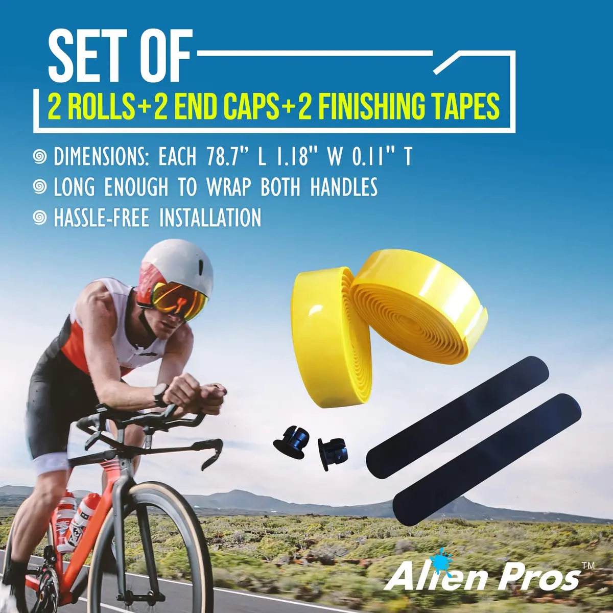 ALIEN PROS Yellow EVA Bike Handlebar Tape Set of 2 | Grips for Comfortable Rides - view 4