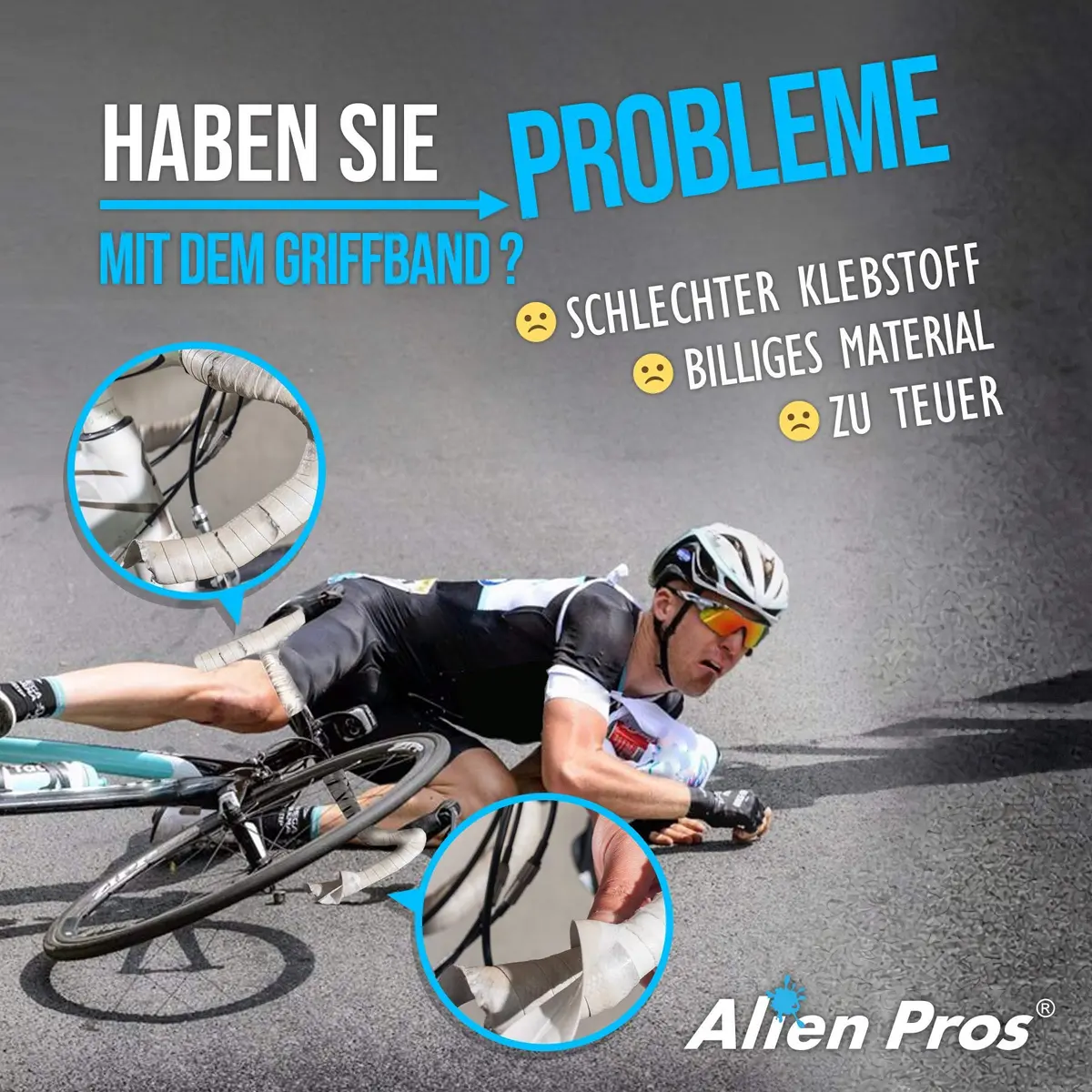 ALIEN PROS Bike Handlebar Tape EVA (Set of 2) Black | Grips Through All Weather Conditions - view 2