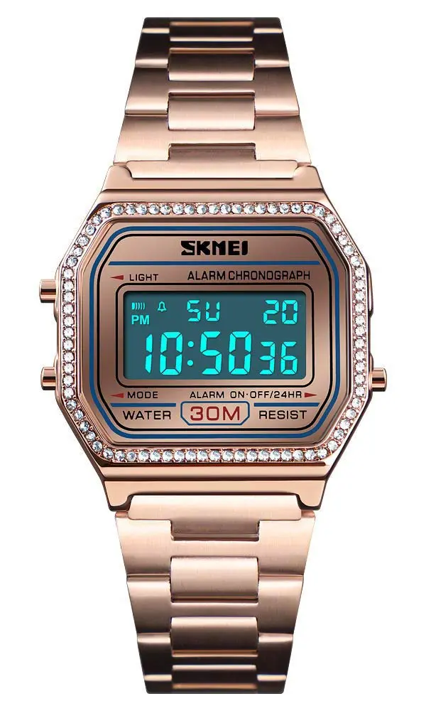 Gosasa Digital Unisex Sports Watch 33mm Rose Gold Waterproof Backlit - main product image