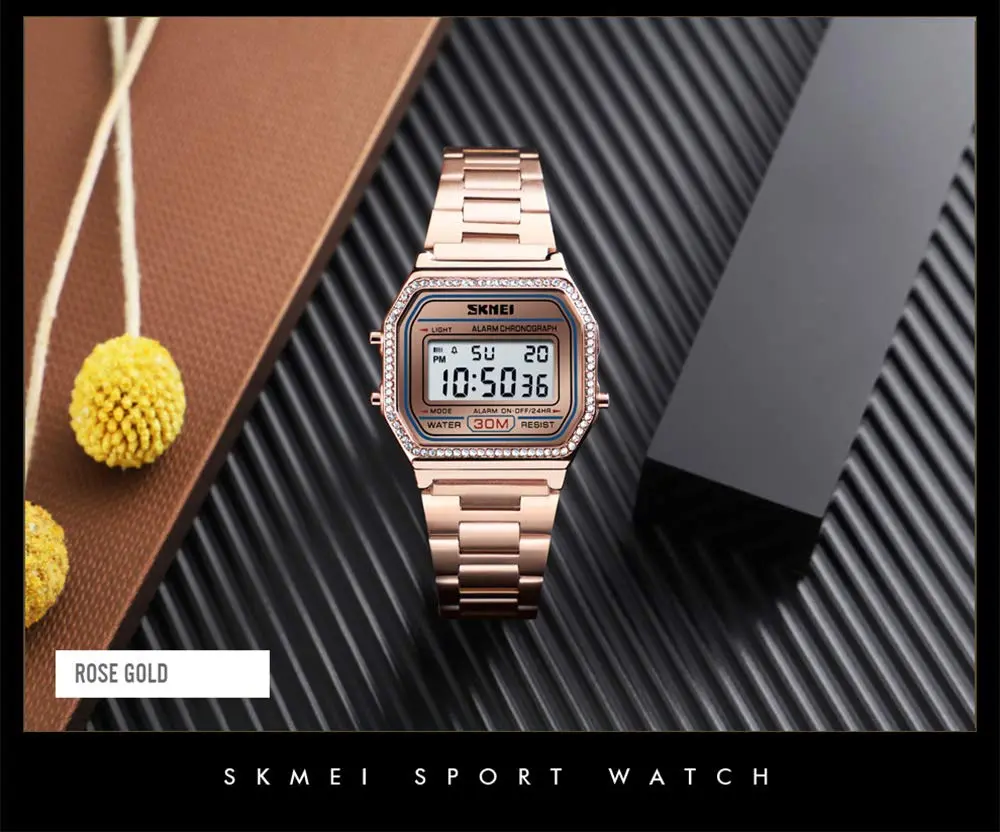 Gosasa Digital Unisex Sports Watch 33mm Rose Gold Waterproof Backlit - view 5
