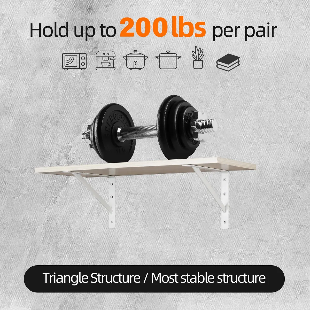 HOME MASTER HARDWARE Wall Shelf Brackets 10x8 Inch | Supports up to 200 lbs, Rust-Resistant Steel, Easy DIY Installation - view 5