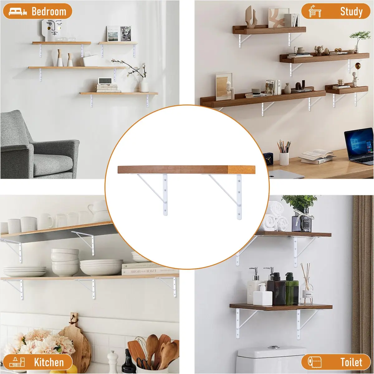 HOME MASTER HARDWARE Wall Shelf Brackets 10x8 Inch | Supports up to 200 lbs, Rust-Resistant Steel, Easy DIY Installation - view 8