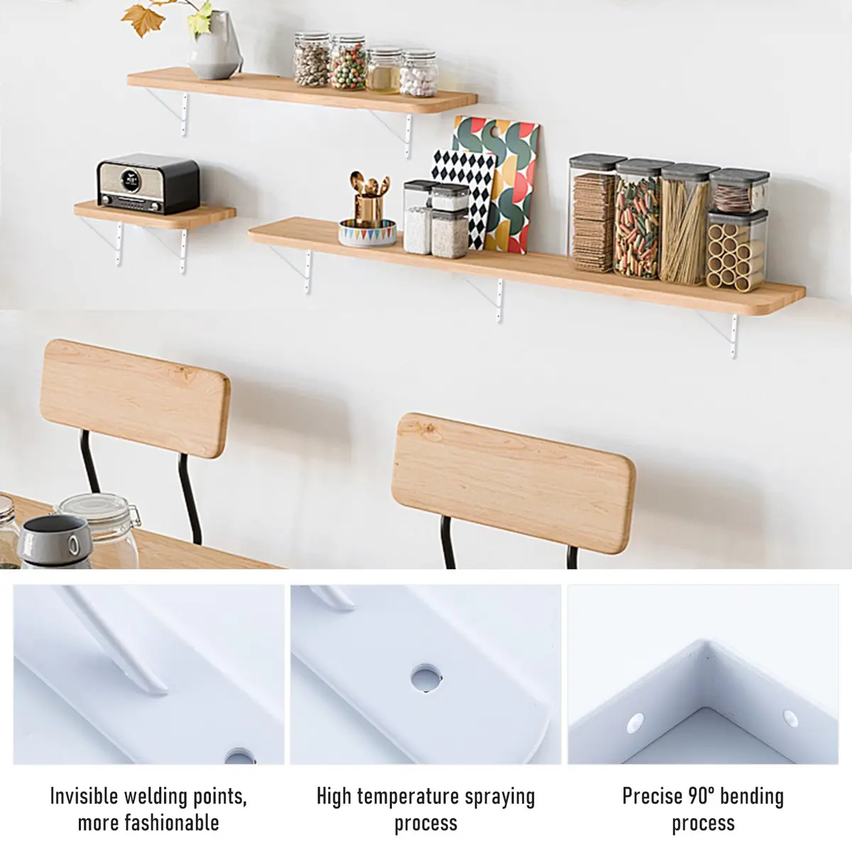 HOME MASTER HARDWARE Wall Shelf Brackets 10x8 Inch | Supports up to 200 lbs, Rust-Resistant Steel, Easy DIY Installation - view 4