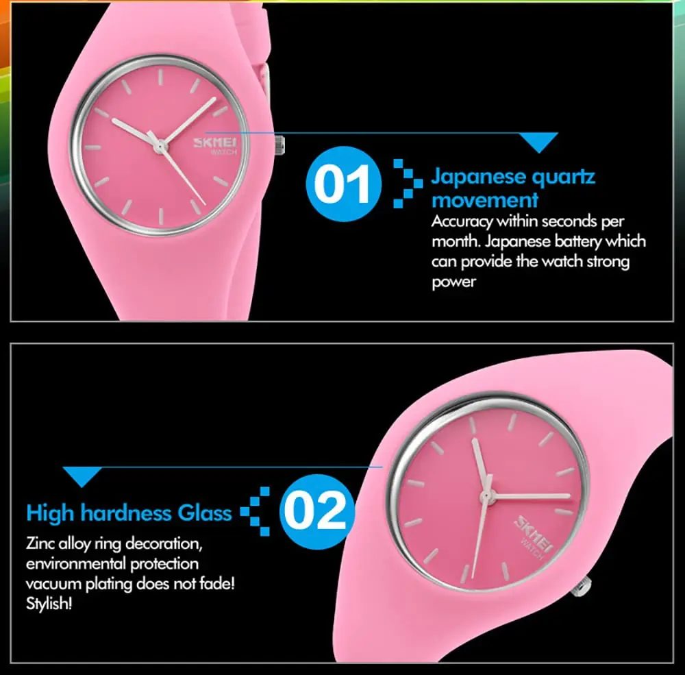 Gosasa Pink Women's Silicone Strap Watch 40mm | 30M Waterproof, Minimalist Design - view 8