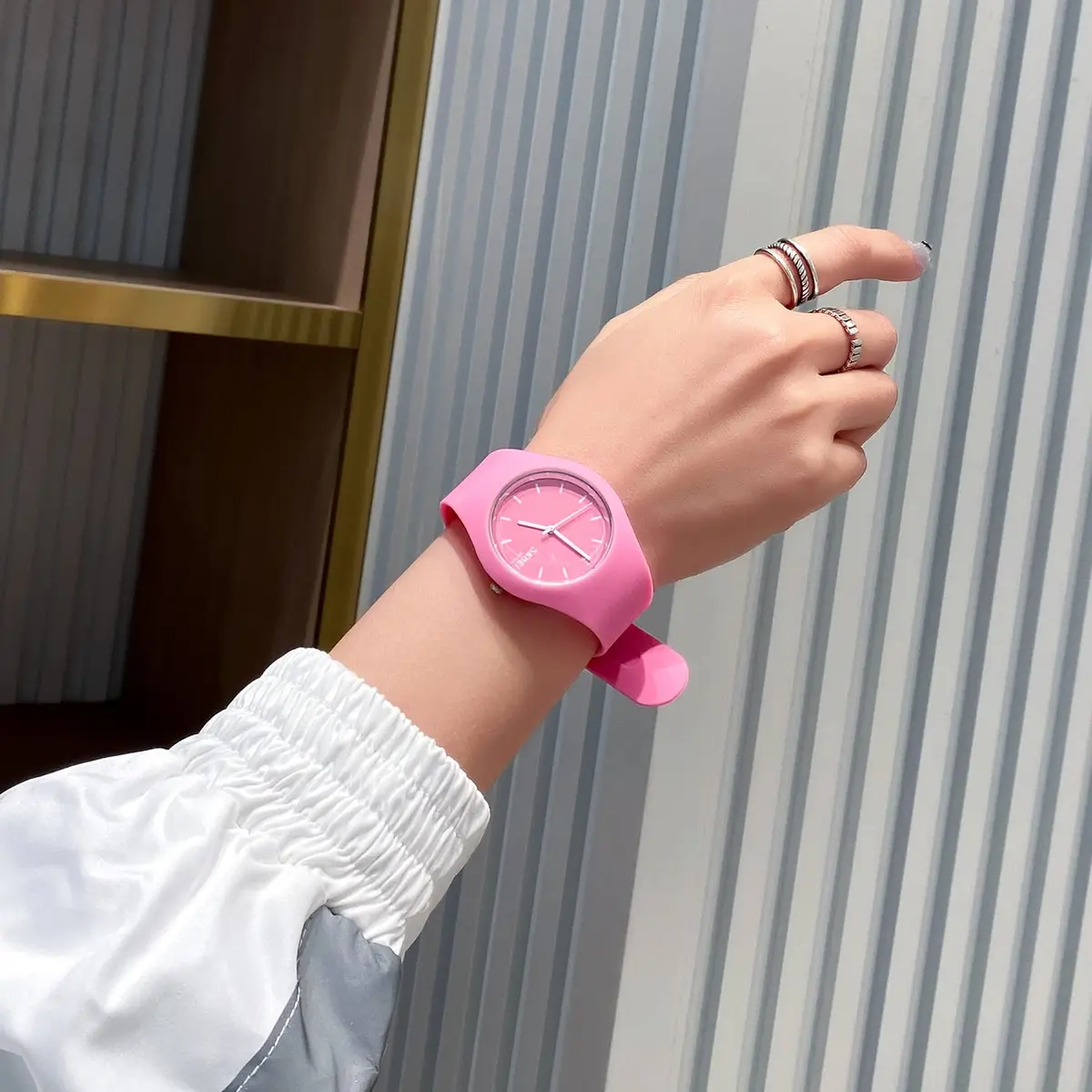 Gosasa Pink Women's Silicone Strap Watch 40mm | 30M Waterproof, Minimalist Design - view 2