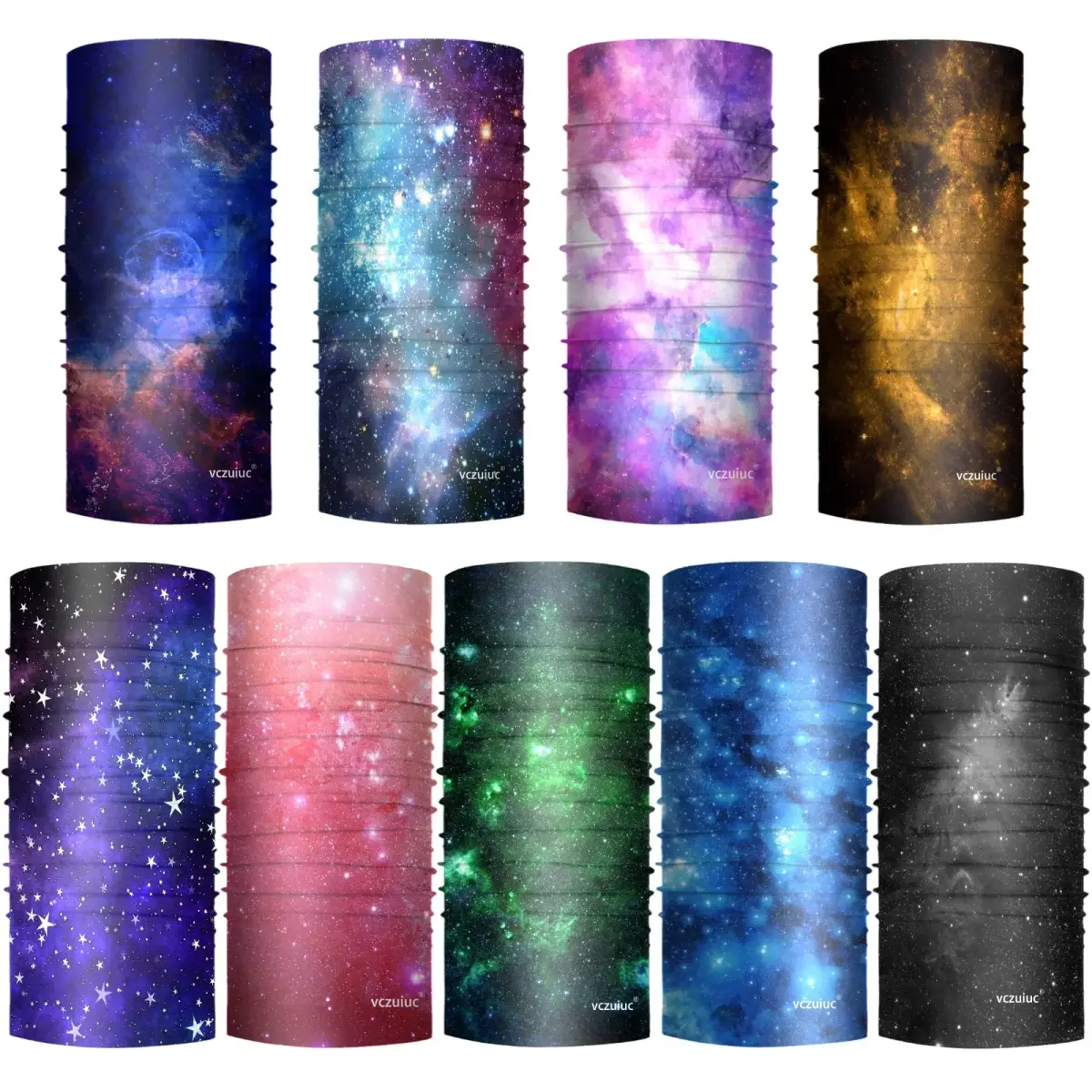 VCZUIUC Galaxy Print Headwear Bandana 9-Pack 24cm x 48cm (9.7"x19.5") | Multi-functional Head Wrap for Sports & Outdoors - view 2