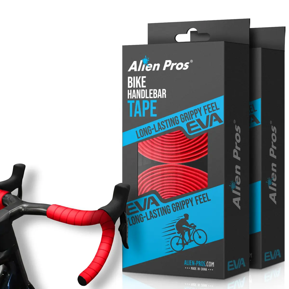 ALIEN PROS Red EVA Bike Handlebar Tape Set of 4 - 200cm (78.7") x 3cm (1.18") x 3mm (0.11") | Grips & Comfort for All Weather - main product image
