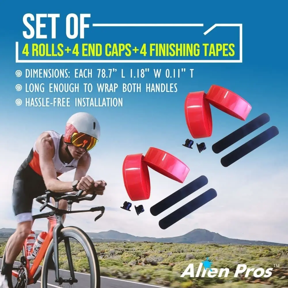 ALIEN PROS Red EVA Bike Handlebar Tape Set of 4 - 200cm (78.7") x 3cm (1.18") x 3mm (0.11") | Grips & Comfort for All Weather - view 2