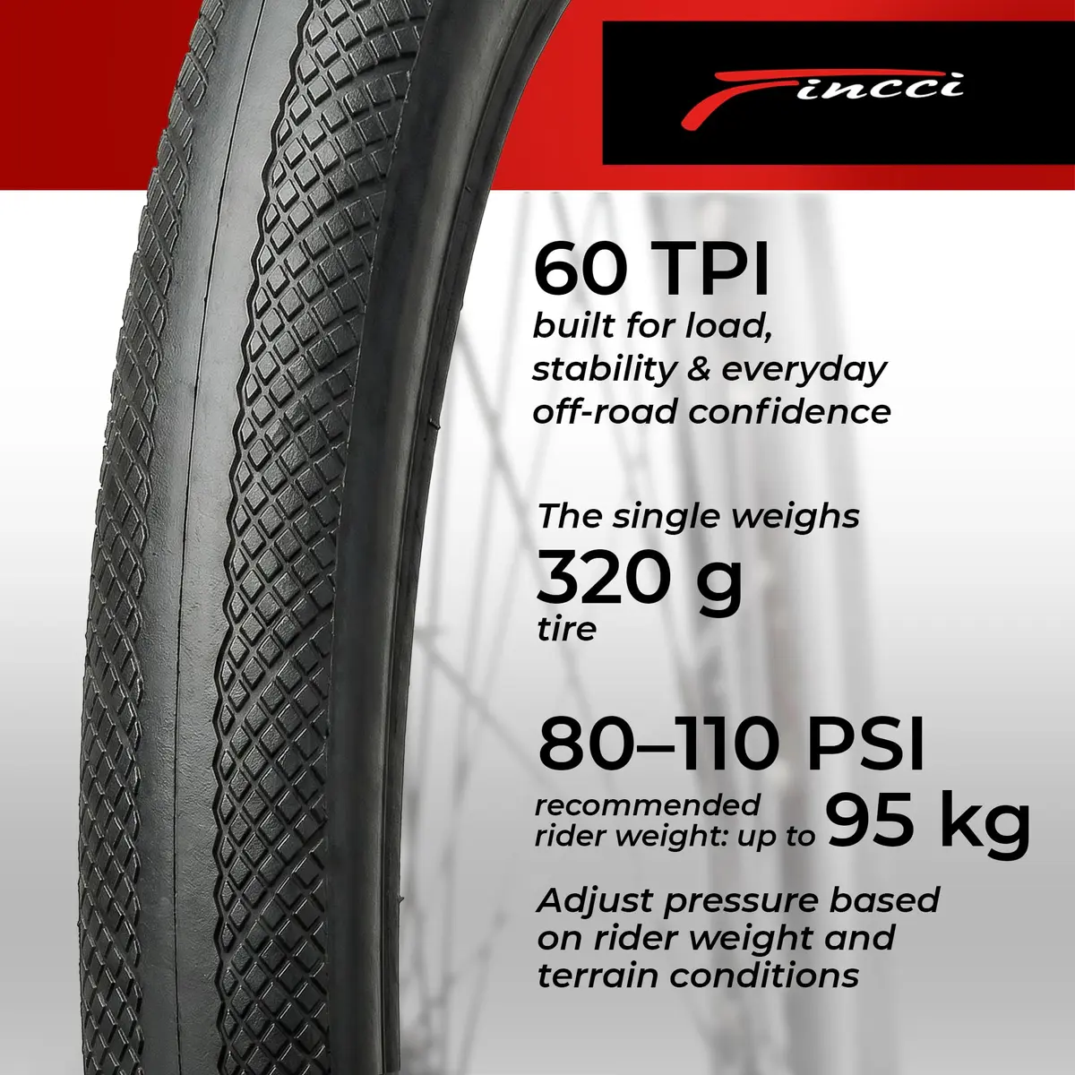 Fincci 700x28c Road Bike Tires | Foldable Tyres with 1mm Anti Puncture for Cycling - view 5