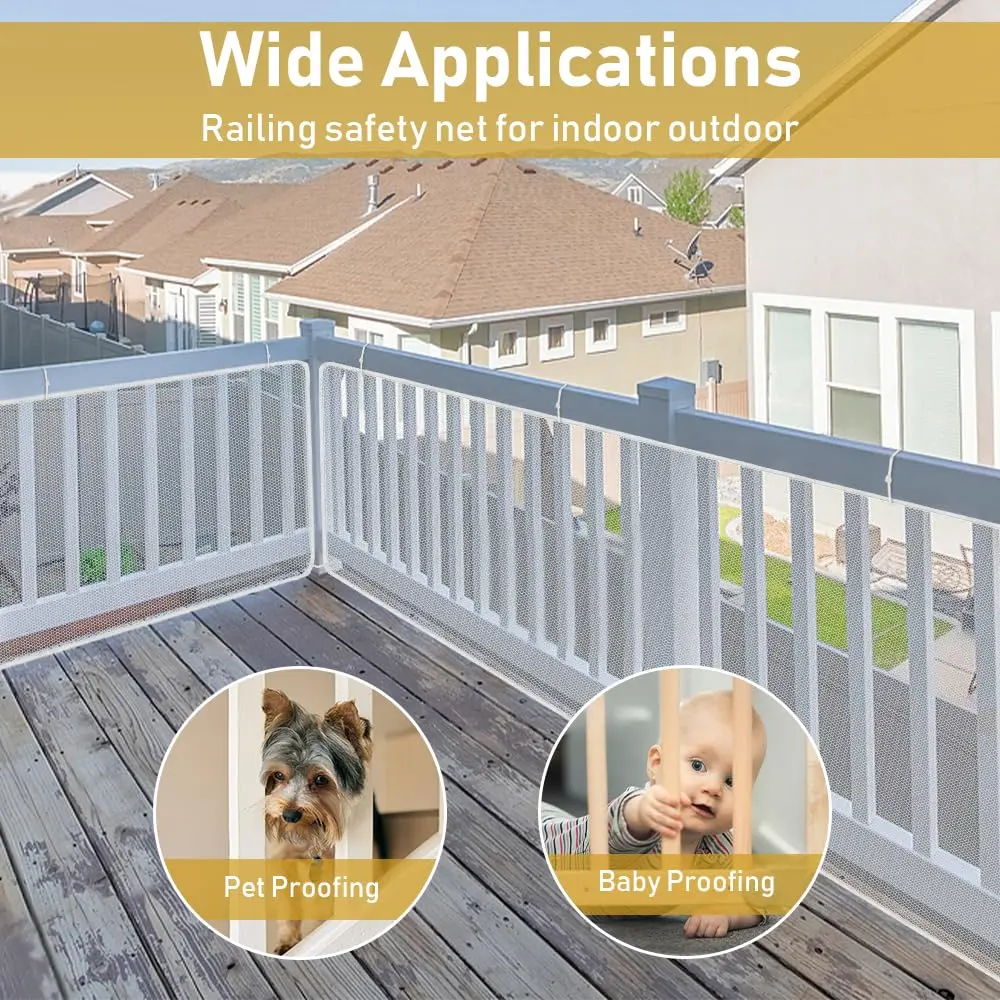 Gudui White Balcony Safety Net 2.0m x 0.8m (6.6ft x 2.6ft) | Protects Kids & Pets from Falls - view 4