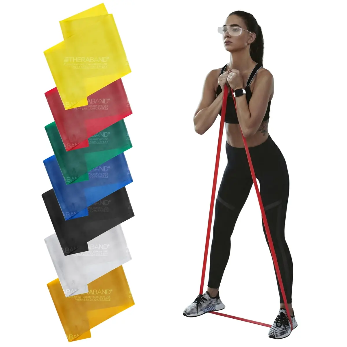 THERABAND Professional Latex Resistance Band Set, Pack of 7, 6 Ft | Full Body Strength & Rehab - main product image