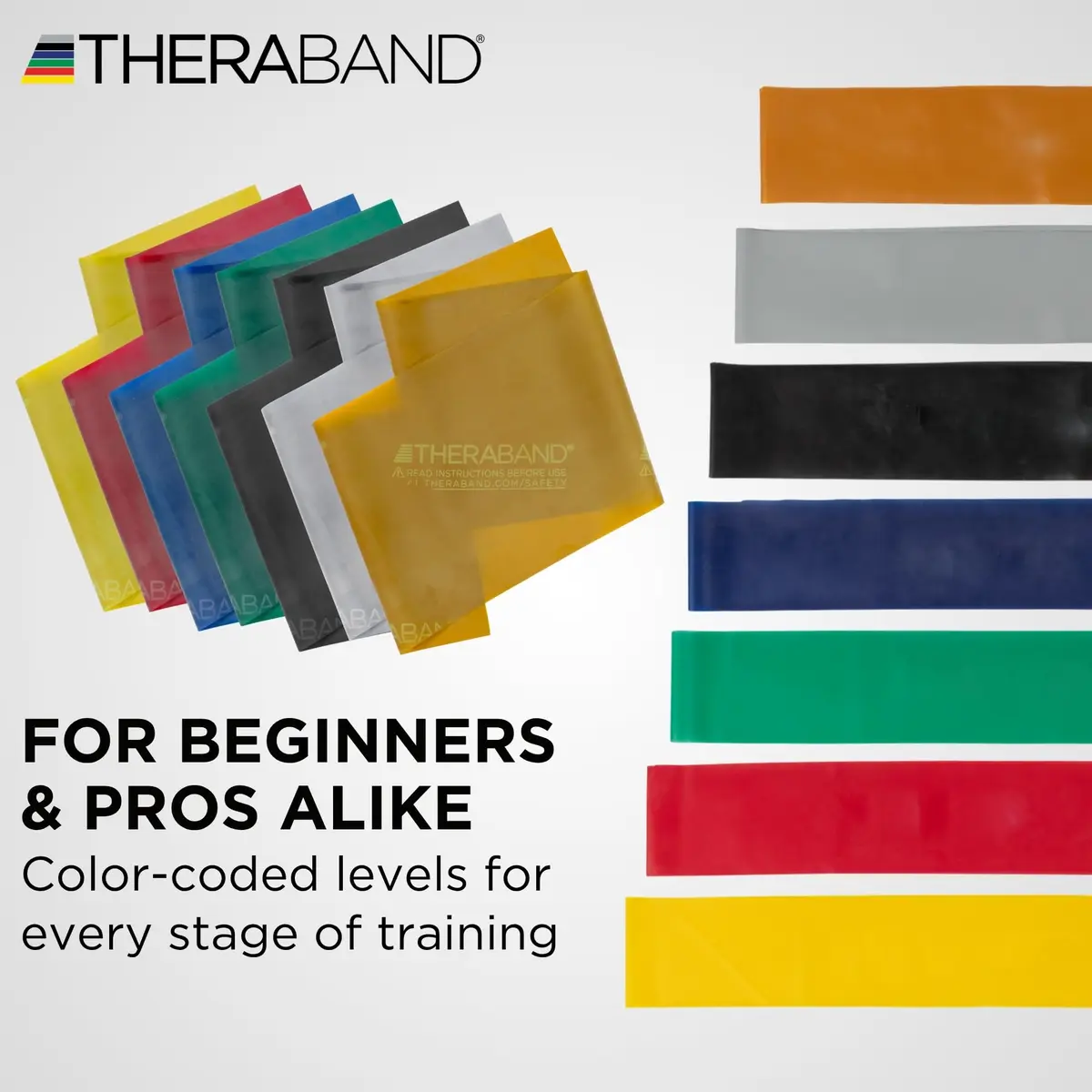 THERABAND Professional Latex Resistance Band Set, Pack of 7, 6 Ft | Full Body Strength & Rehab - view 8