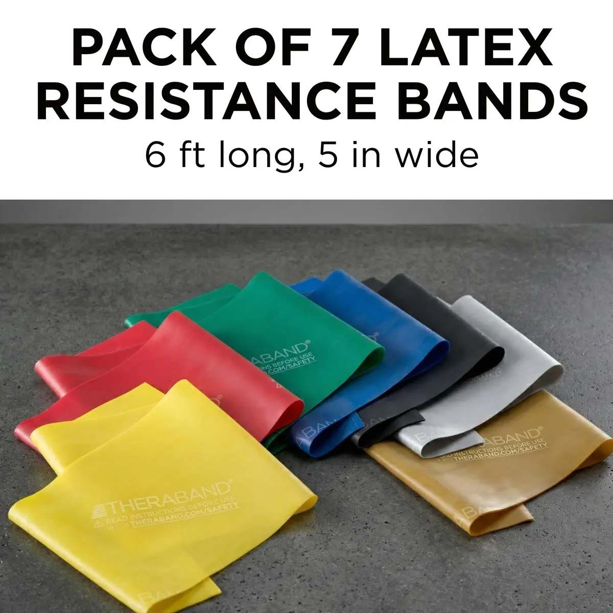 THERABAND Professional Latex Resistance Band Set, Pack of 7, 6 Ft | Full Body Strength & Rehab - view 2