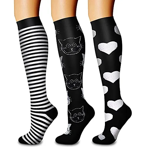 CHARMKING Compression Socks for Women & Men Circulation (3 Pairs, L/XL, Multi 30) | FDA Approved Medical Grade Support - main product image