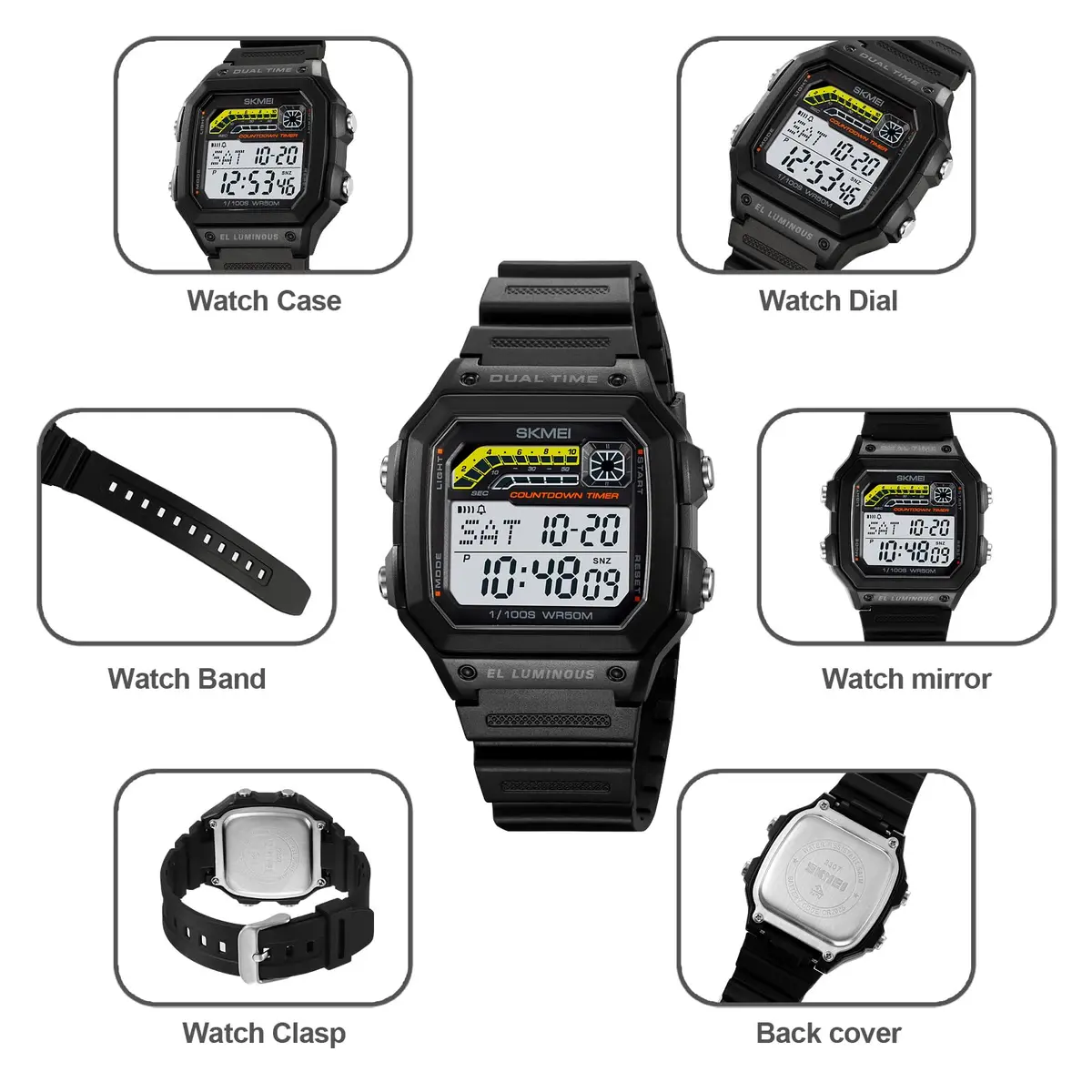 Gosasa Digital Sports Watch Medium | Multifunction Waterproof Unisex (33mm, Black) - view 5