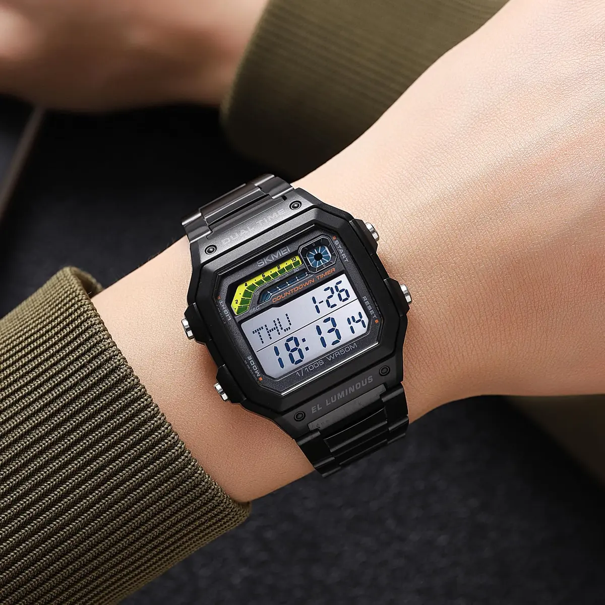 Gosasa Digital Sports Watch Medium | Multifunction Waterproof Unisex (33mm, Black) - view 4