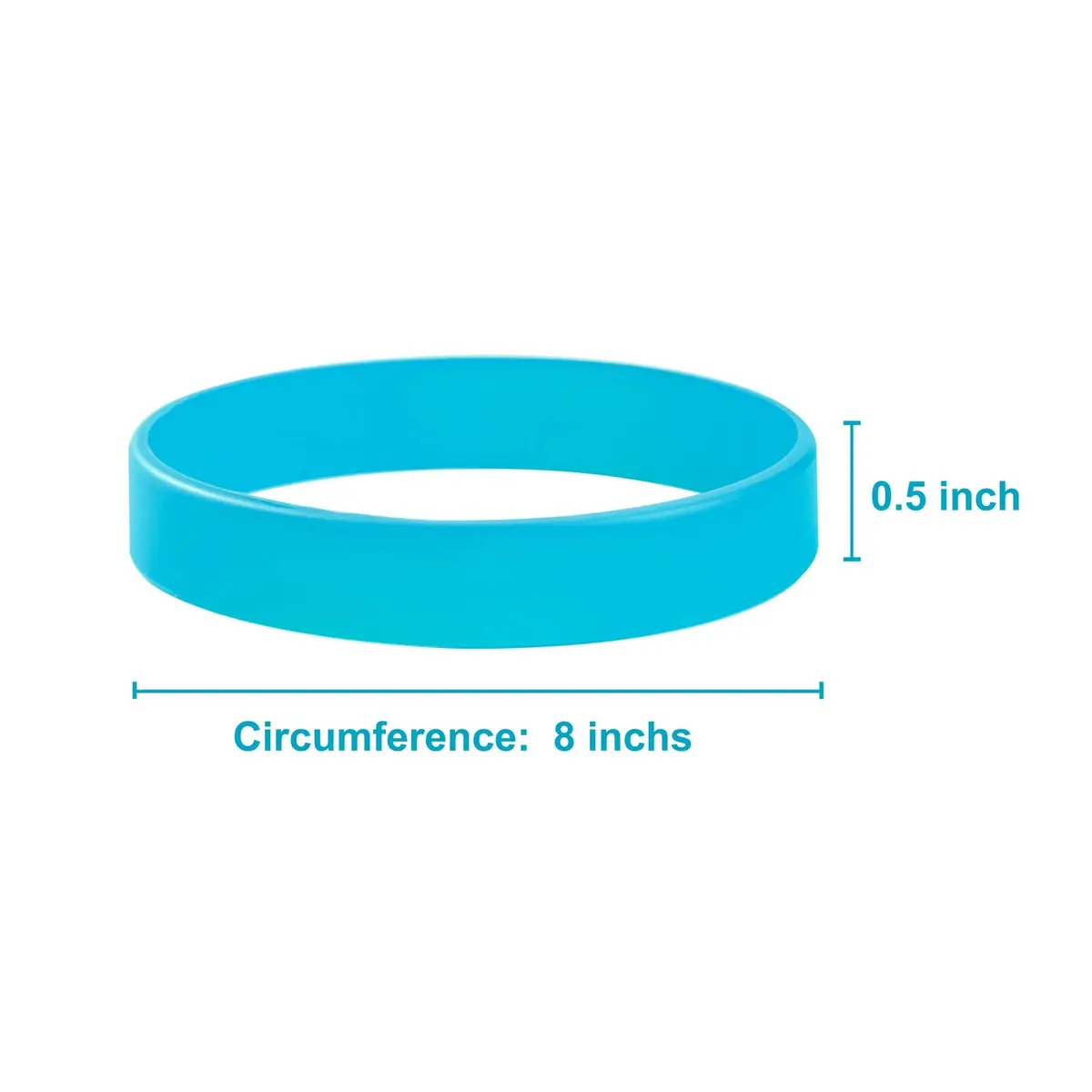 BRANDWINLITE Silicone Bracelets Sky Blue 8 inch (202mm) | Pack of 6 - view 3