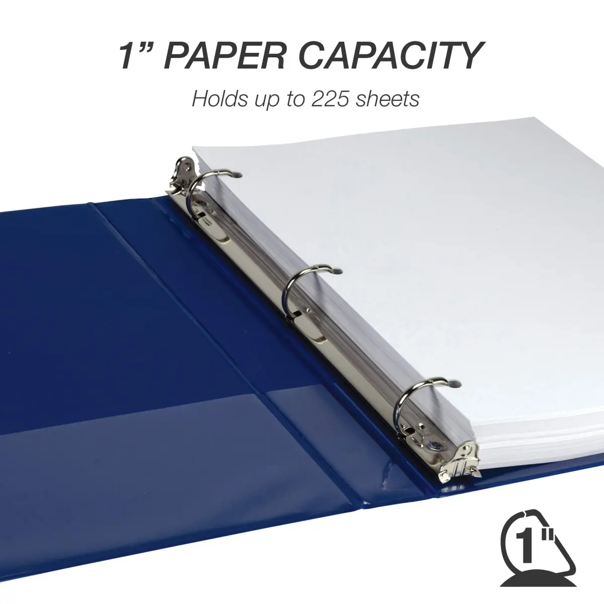 Samsill Durable 1 Inch 3 Ring Binder, Blue, 4 Pack | Heavy-Duty D-Ring Storage for Office & School - view 3