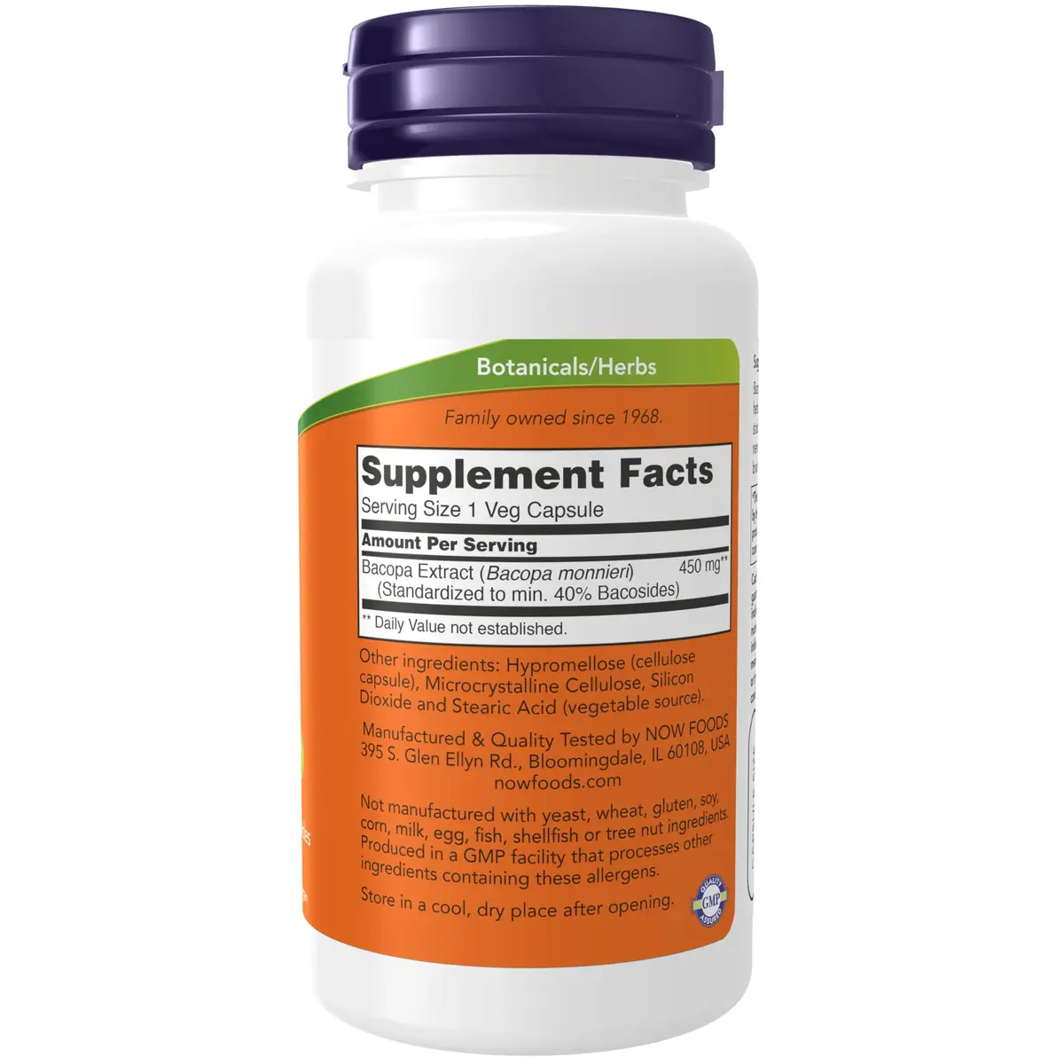NOW Foods Bacopa Extract 450 mg | Supports Brain & Nervous System Health* | 90 Veg Capsules - view 2