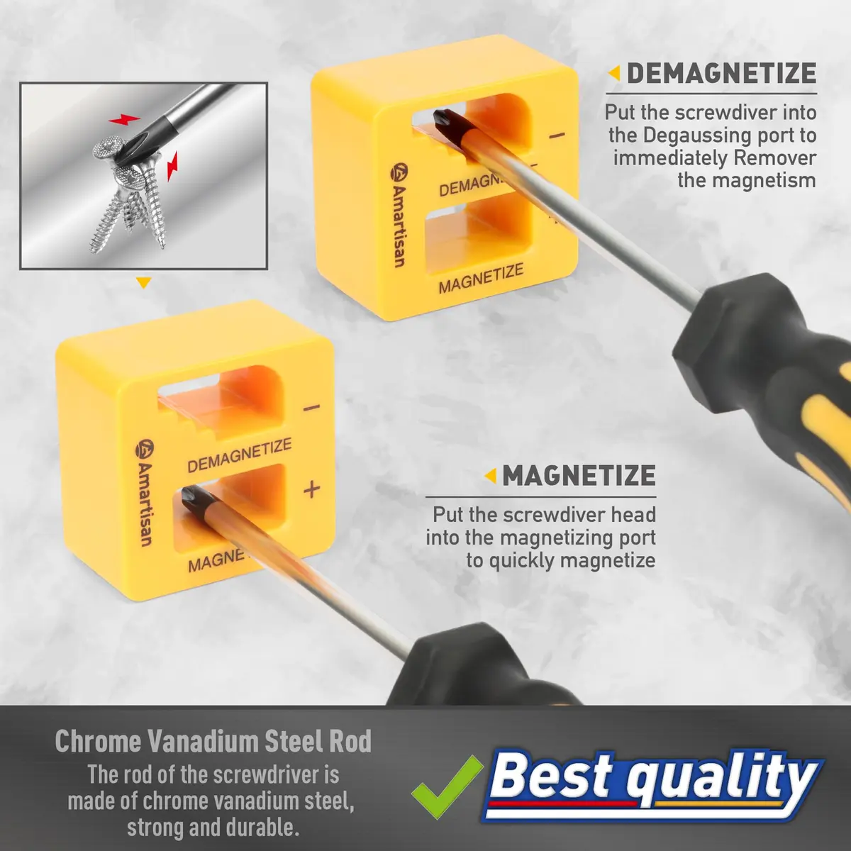 Amartisan Magnetic Screwdriver Set with Case, 43-Piece Set | Precision, Phillips, Slotted, Hex, Pozidriv, Torx, Magnetizer - view 5