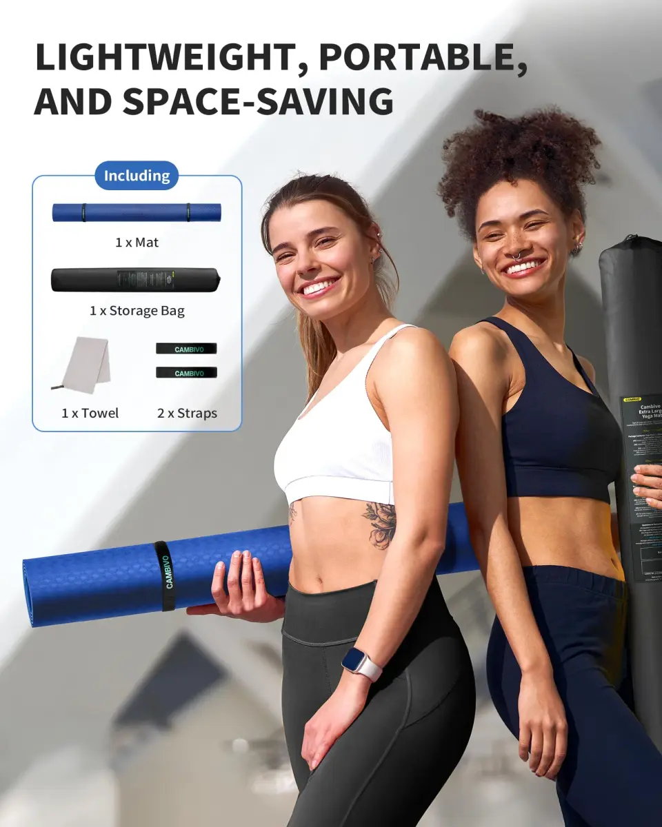 CAMBIVO Extra Wide Yoga Mat 183cm x 120cm (6'x 4') 6mm | Non-Slip TPE Workout Mat for Home Gym - view 6