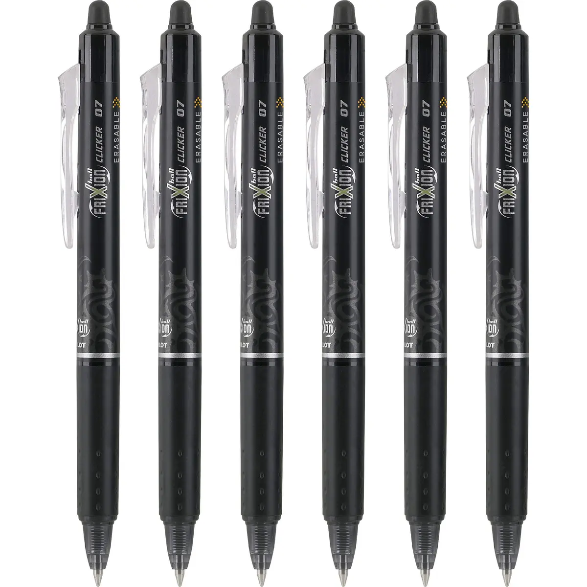 PILOT FriXion Clicker Erasable & Retractable Gel Ink Pens, Fine Point, Black Ink, 6 Count | Smooth, Refillable, Quick Drying - main product image
