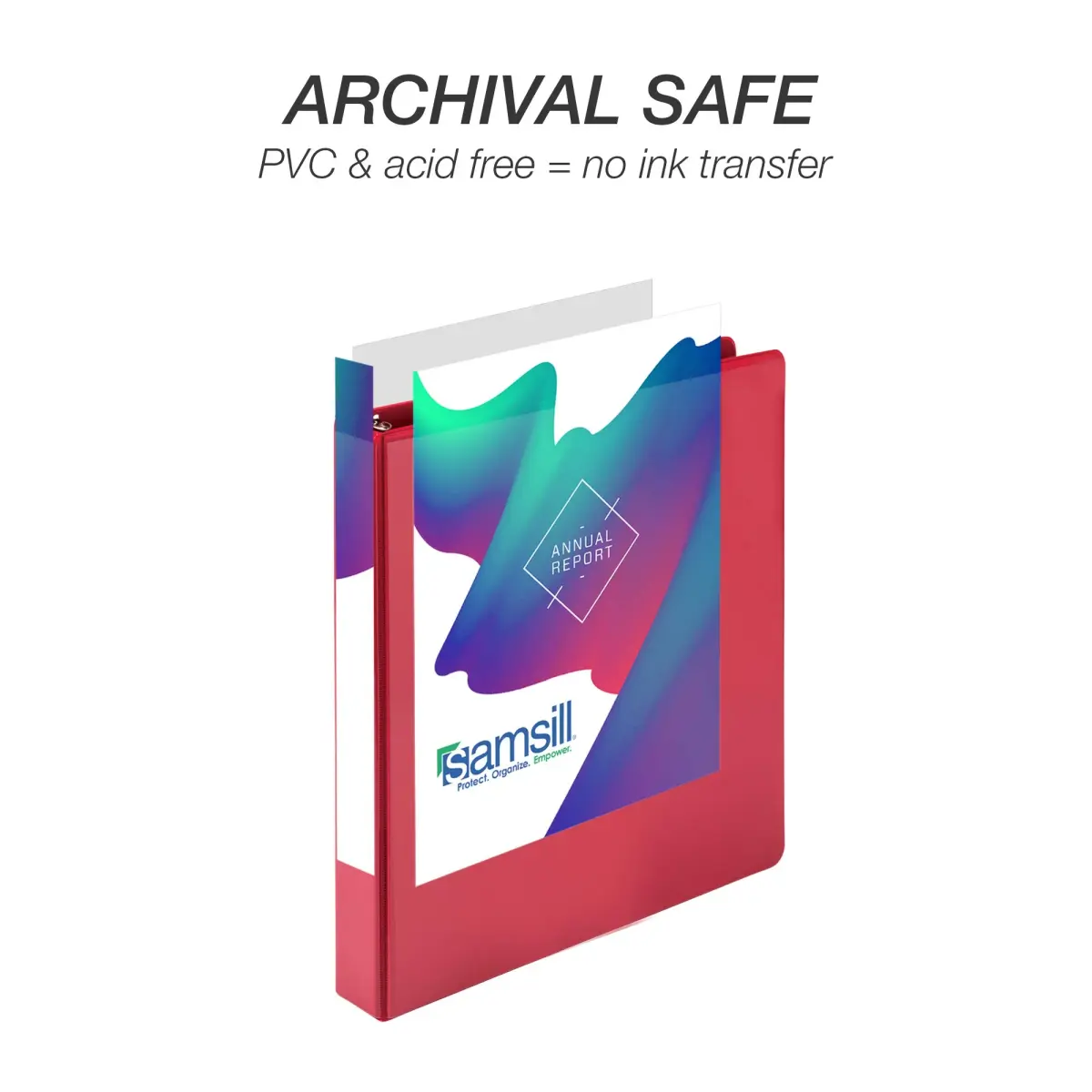 Samsill Red 1 Inch D-Ring Binder (4 Pack) | Holds 225 Pages, Clear View Cover, Recycled Chipboard - view 5