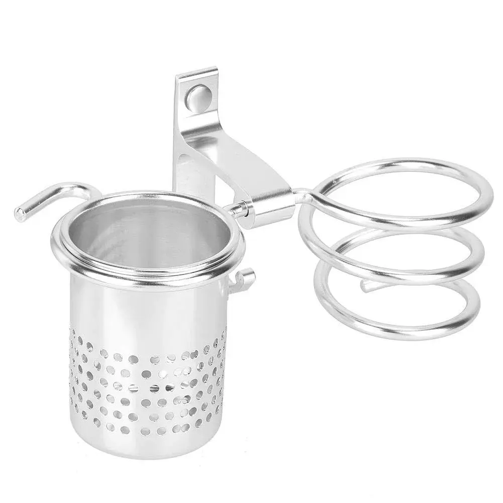 ZJchao Space Aluminum Hair Dryer Holder with Spiral Stand & Storage Cup | Wall Mounted Organizer for Bathroom - main product image