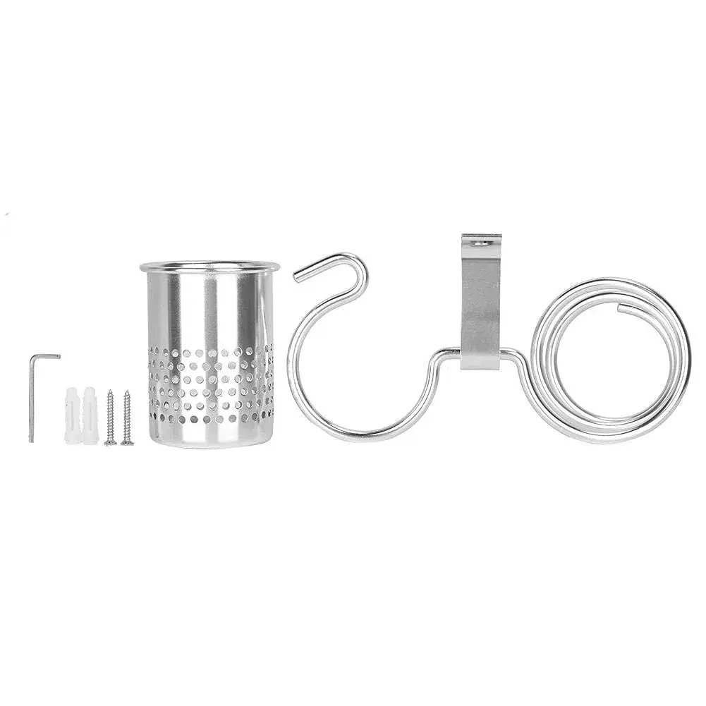 ZJchao Space Aluminum Hair Dryer Holder with Spiral Stand & Storage Cup | Wall Mounted Organizer for Bathroom - view 9