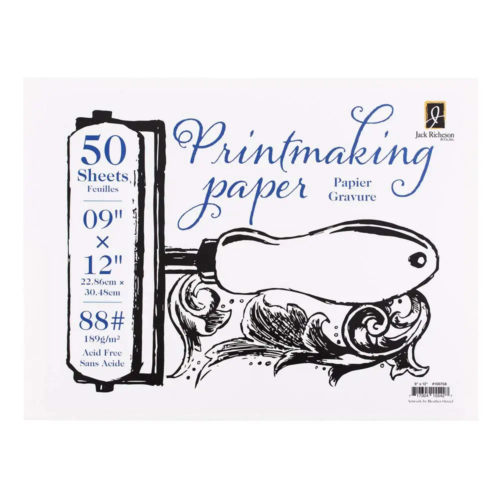Jack Richeson Printmaking Paper, 88# 12x9 inches | Relief & Block Printing, 50 Sheets - main product image