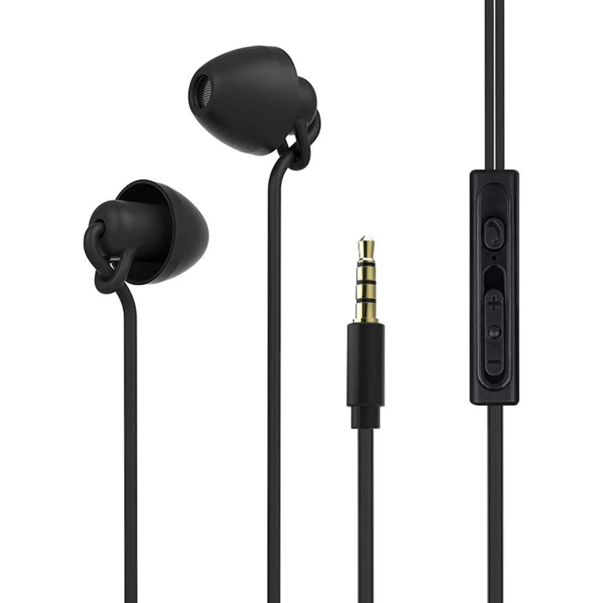AooYu Sleeping Earbud Headphones - Ultra Flexible Silicone Noise Cancelling Wired Sleep Earphones with Microphone for Insomnia, Snoring, Air Travel, Relaxation (Black) - main product image