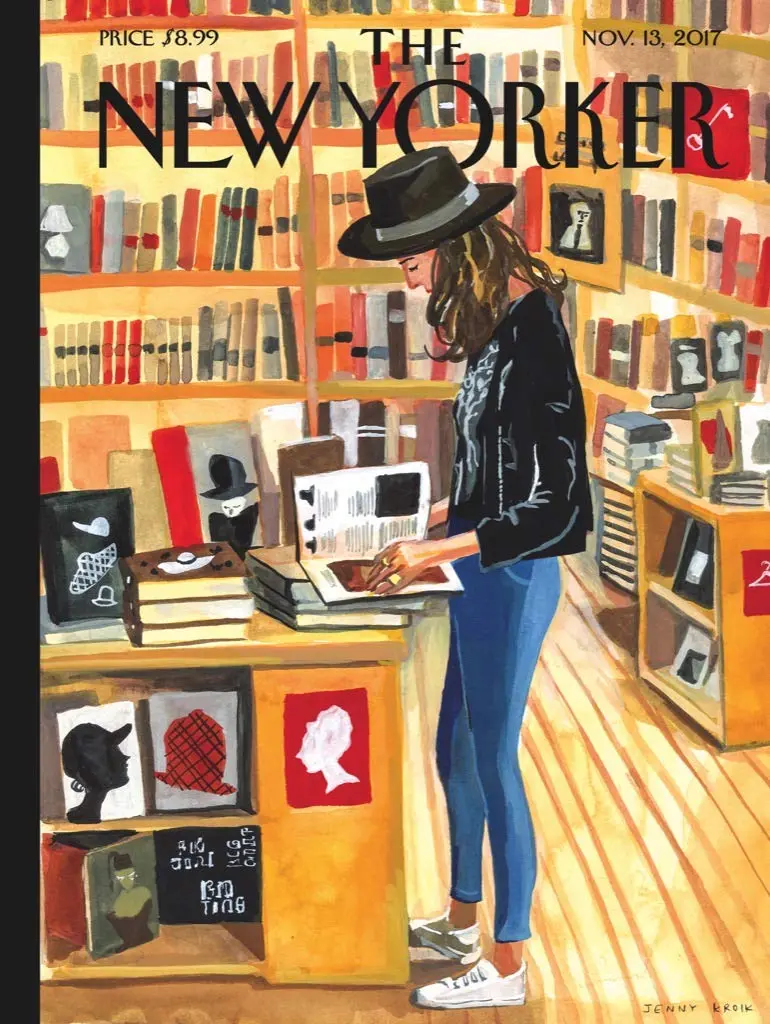 New York Puzzle Company - New Yorker At the Strand - 1000 Piece Jigsaw Puzzle for Adults by Jenny Kroik | Challenging, USA-made puzzle for book lovers - view 2