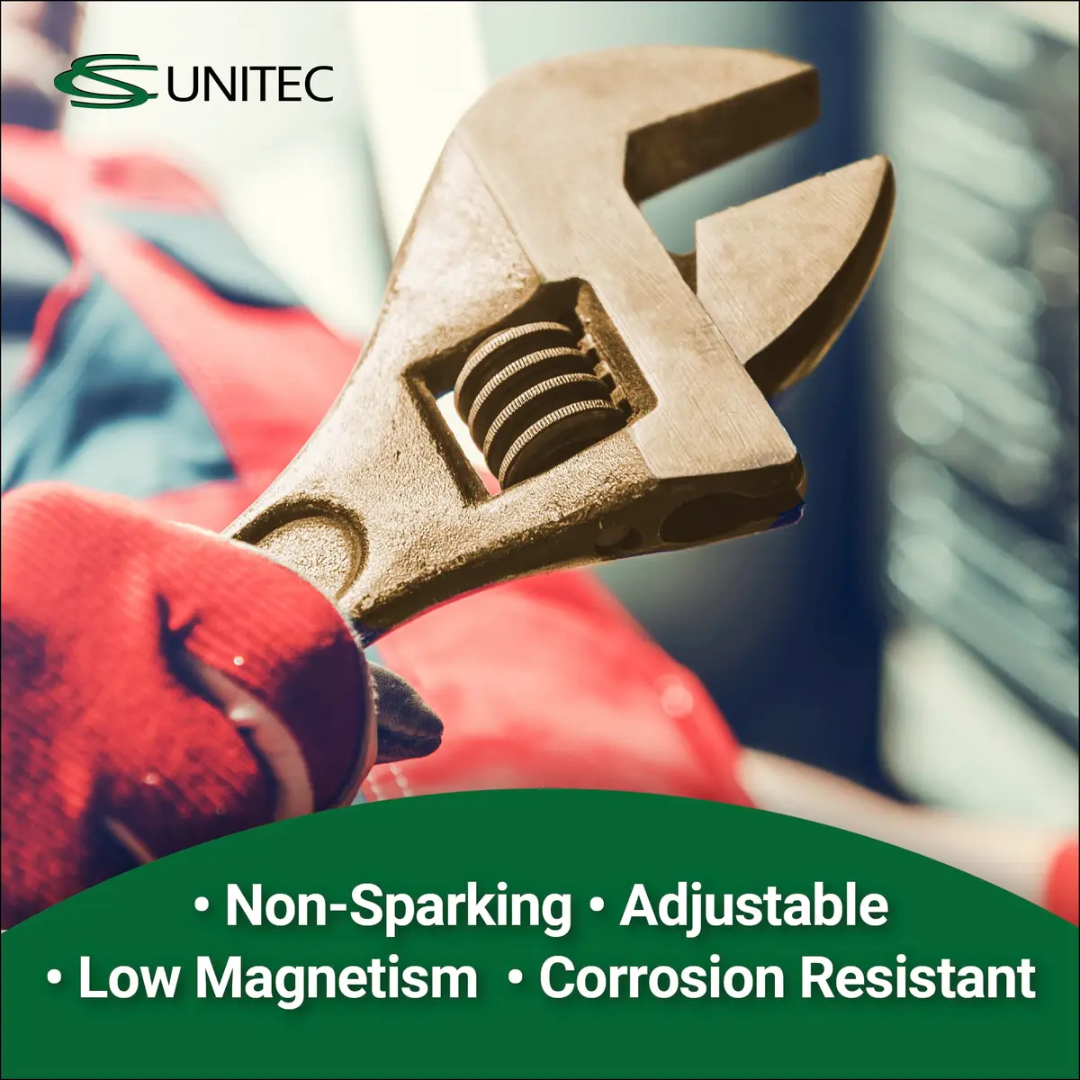 CS Unitec Non-Sparking Adjustable Wrench 6in (15.24cm) Aluminum Bronze Tool | TUV Certified Safety Wrench - view 2