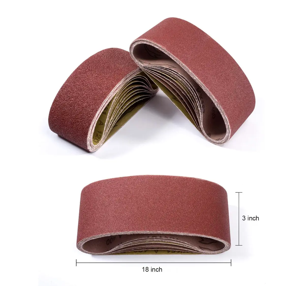 S SATC 3x18 Inch Sanding Belts 20-Pack | Aluminum Oxide Grit Assortment for Wood & Metal - view 3