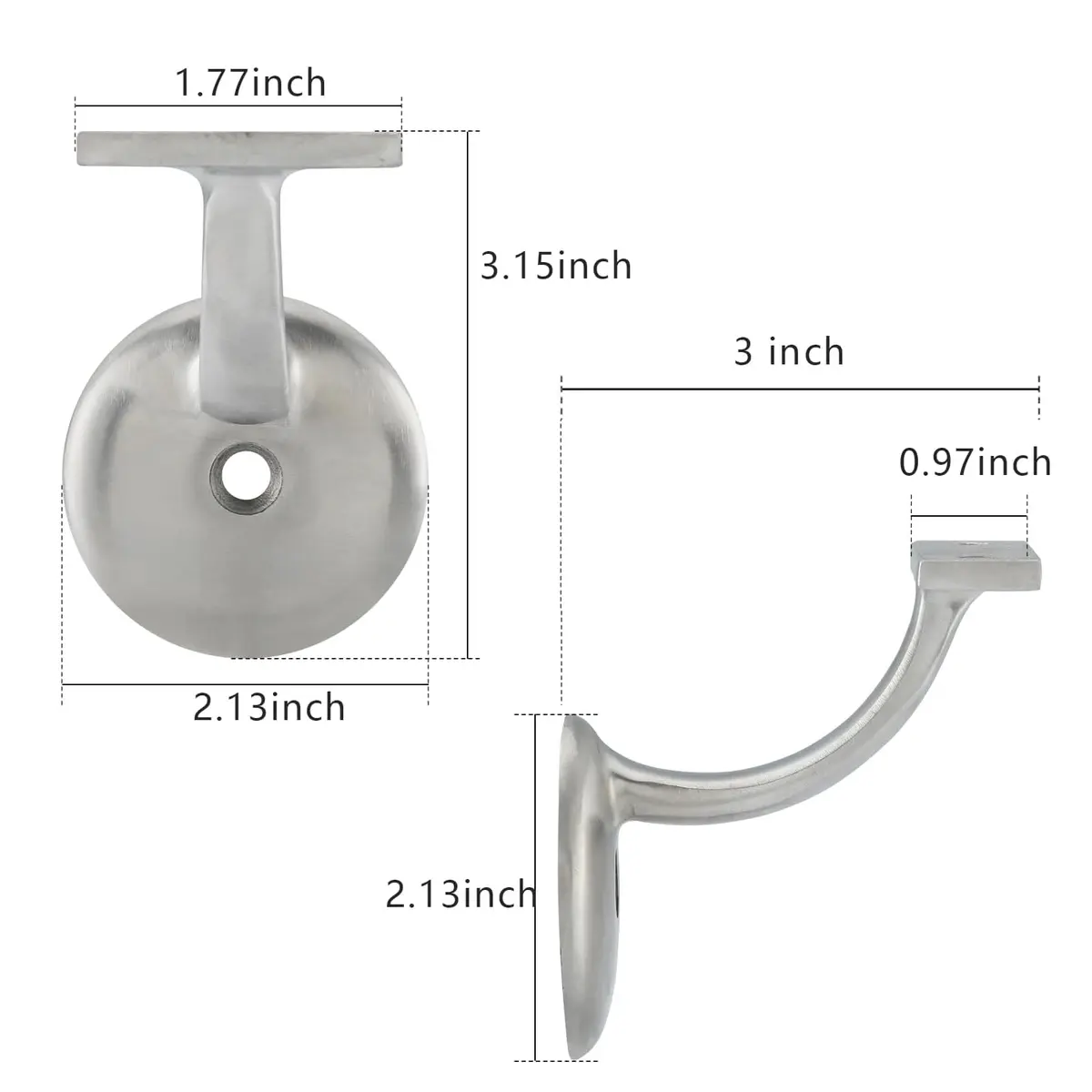HOME MASTER HARDWARE Hand Rail Brackets for Stairs, Brushed Stainless Steel | Heavy Duty Support for Indoor & Outdoor Use - view 6