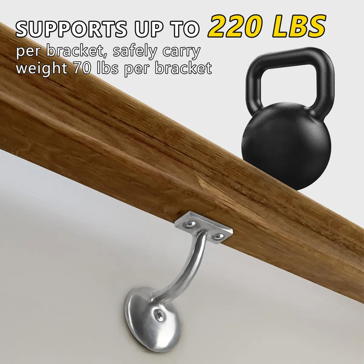 HOME MASTER HARDWARE Hand Rail Brackets for Stairs, Brushed Stainless Steel | Heavy Duty Support for Indoor & Outdoor Use - view 3
