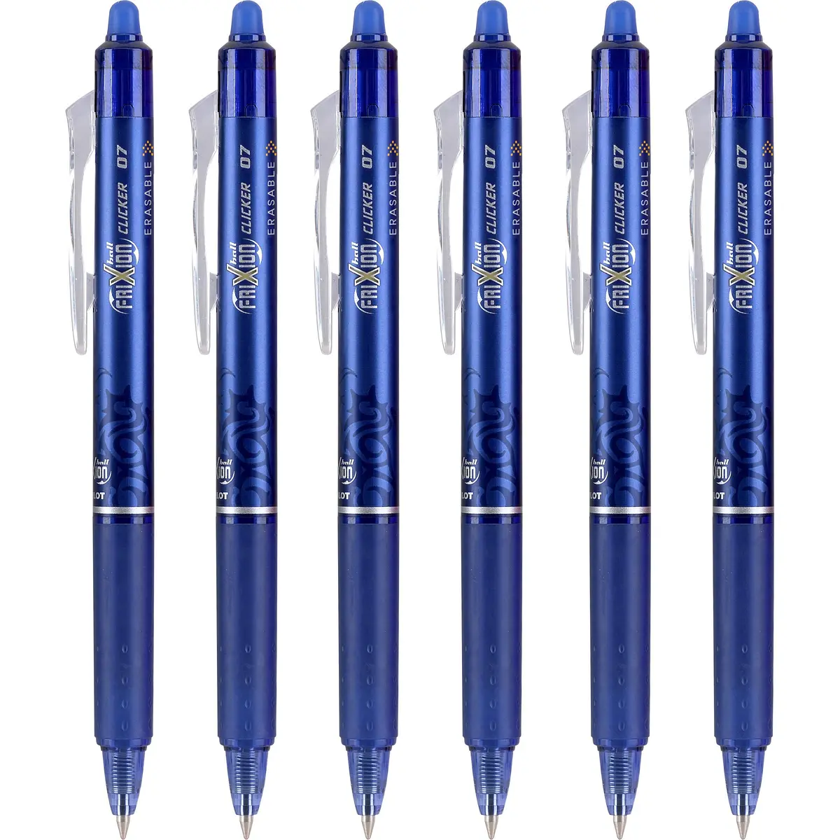 Pilot FriXion Clicker Erasable Gel Pens, Fine Point (0.7mm), Blue Ink, 6-Pack | Smooth Writing for Students & Office - main product image