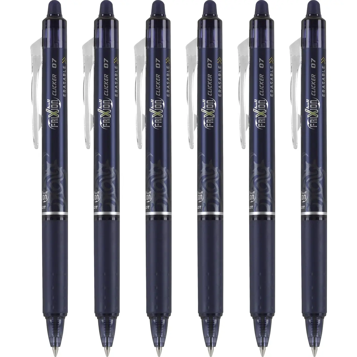 Pilot FriXion Clicker Erasable Gel Pens, Fine Point (0.7mm), Navy Ink, 6-Pack | Smooth Writing for School, Journaling, Office - main product image
