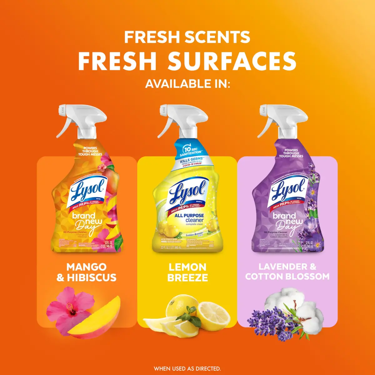 Lysol All Purpose Cleaner Spray, 2.27 kg (2 lb) Mango & Hibiscus Scent | Kills 99.9% of Viruses & Bacteria - view 7